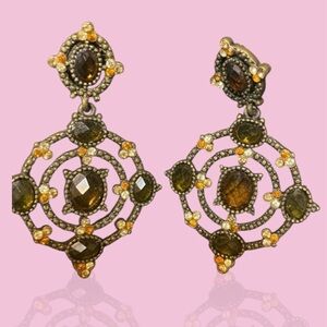 Elegant Gold and Brown Dangle Earrings